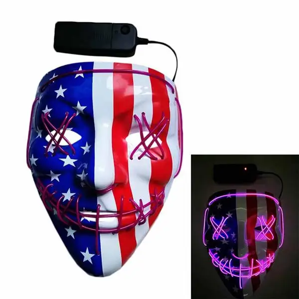  LED Flag Mask Halloween Party Masquerade Masks EL Cold Light Glow In The Dark Horror Glowing Masker Purge NEW