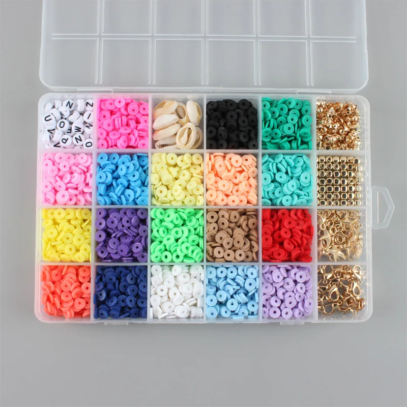 Hot Sale Bohemian DIY Jewelry Set 24 Grids Polymer Clay Spacer Beads with Jewelry Findings Tools