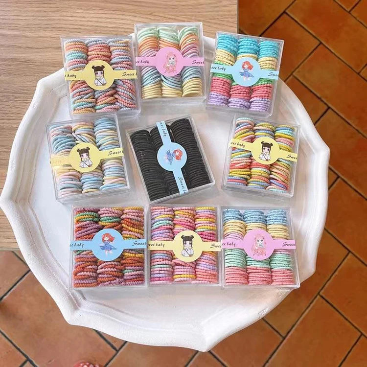 100PCS /SET  mini high stretch rubber bands for baby  candy color  hair ring kids rubber scrunchies