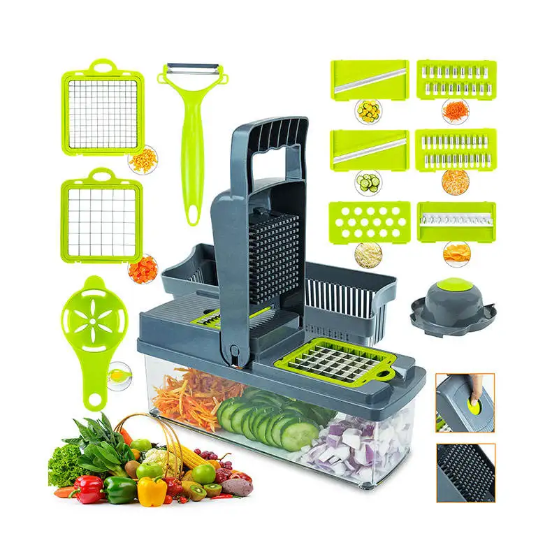 LBB Best Sell 16 In 1 Hand Held Multifunctional Onion Cutter Fruits Slicer Potatoes Peeler Manual Dropshipping Vegetable Chopper