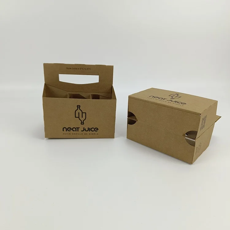 Custom printing LOGO paper cardboard 6 pack bottle carrier Juice box