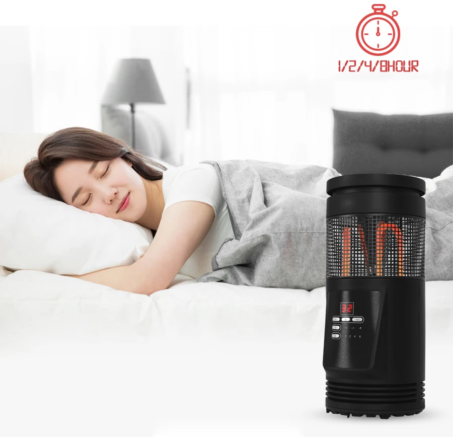  low MOQ 1000w 1500w 360 degree surround infrared heating Portable Space Heater with LED
