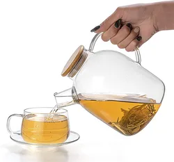 Wholesale borosilicate heat-resistant glass teapot with cork cover