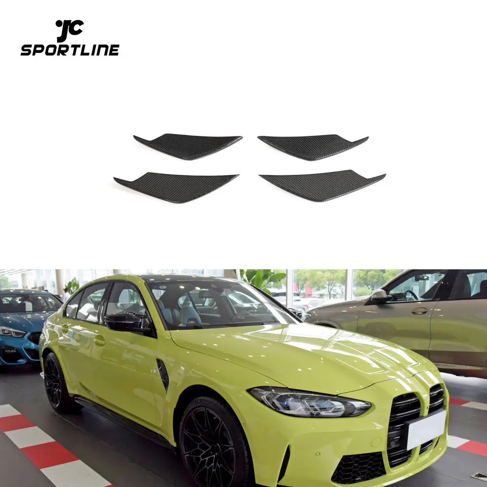 3 Series 4 Series 4pcs/set Carbon Fiber Front Bumper Fin Canards for BMW G80 M3 G82 G83 M4 2D 4-Door 2021-2022