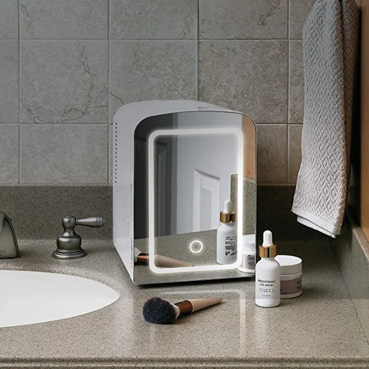 4L Mini Desktop Refrigerator Wholesale Mirror Door Cosmetics Mini Refrigerator
