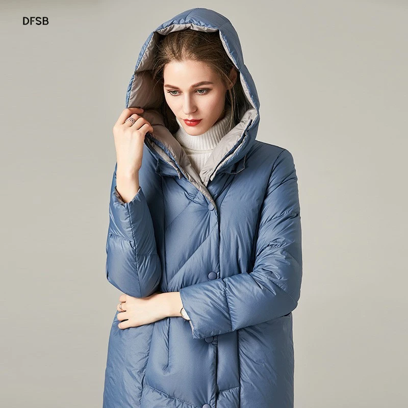 wholesale coat women zipper warm puffer coat bubble long down jacket ladies popular warm detachable hat parka