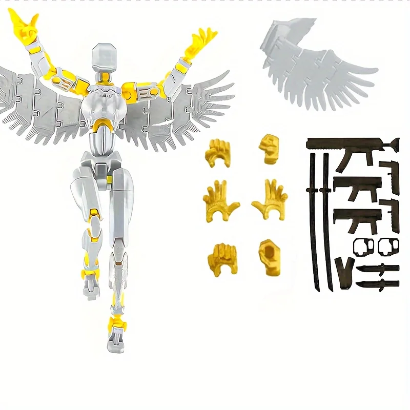 Silver-Armored Female Angel Doll Mixed-Color Exquisite Multi-Joint Flexible Desktop Decoration Delightful Collectible Children