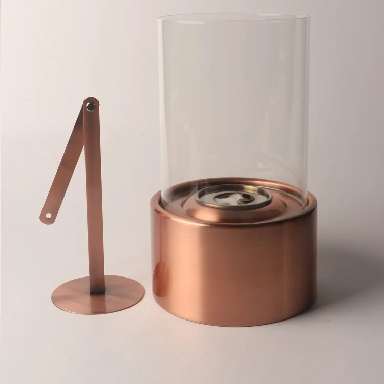 Tabletop Fireplace Outdoor Heaters Ethanol Burner Glass Smokeless Portable Mini Fire Pit Freestanding Bio Ethanol Golden Modern