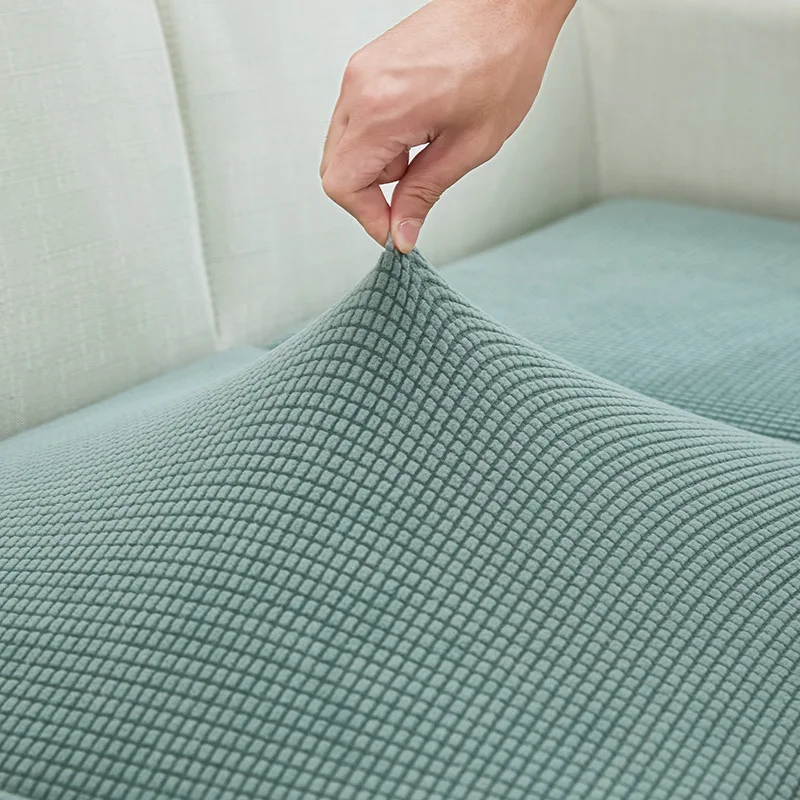 Stretch Sofa seat Cushion Cover Slipcover Elastic Couch Armchair Loveseat 4 or 3 Seater Grey Plain Solid Soft Durable Washable