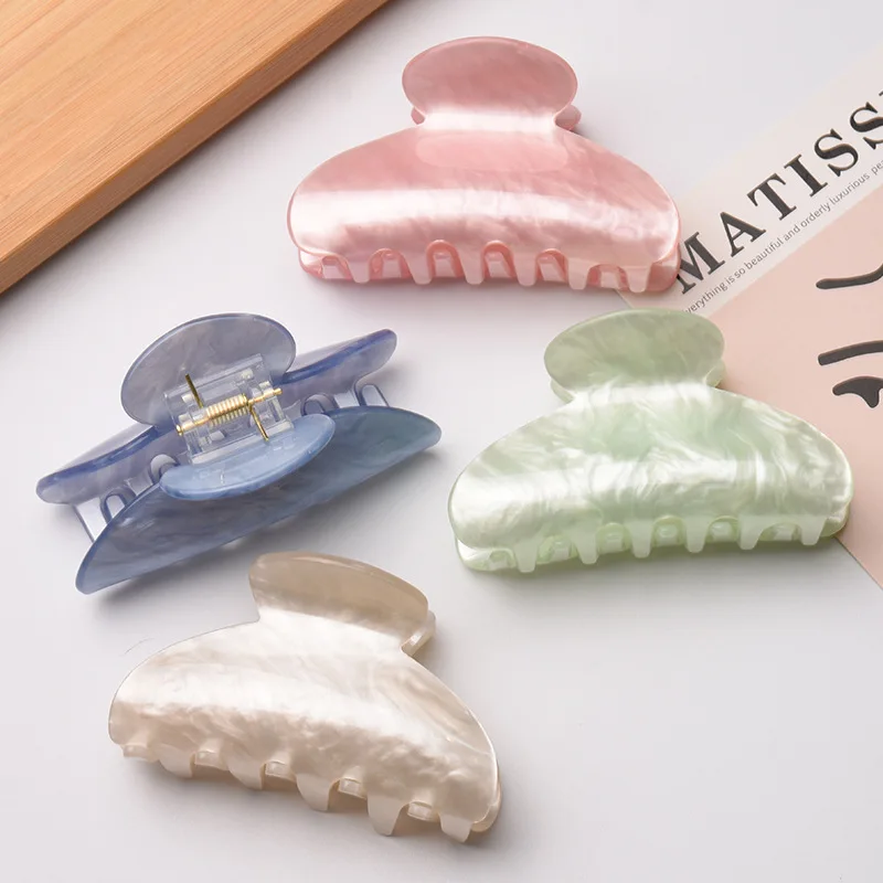 Eco-friendly Custom Logo Cellulose Acetate Strong Hold Korean Shark Clip Acetic Acid Hair Claw