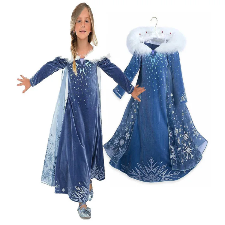 
Girls Princess Elsa Dress Cosplay Costume Kids Sequins Layered Deluxe Gown Child Carnival Halloween Party Fancy Dress up 