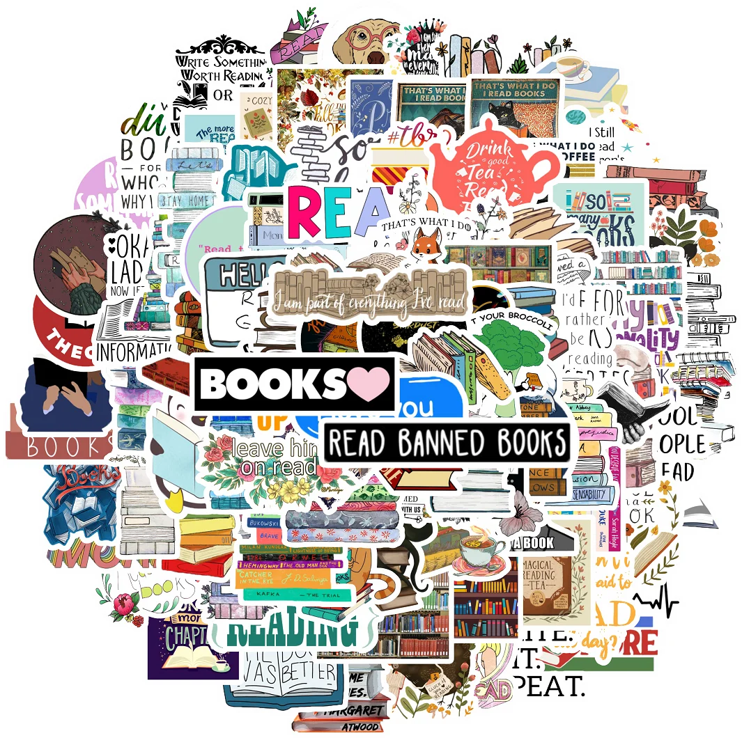 100 PCS  Book Lover Stickers for Laptop Mobile Water bottle