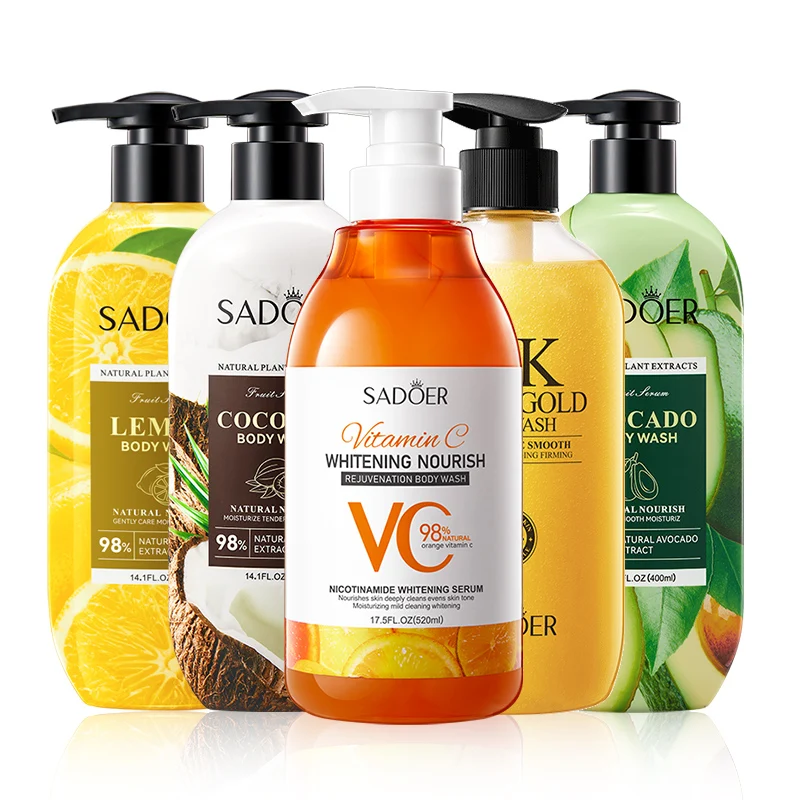 OEM ODM 520ml SADOER Vitamin C Shower Gel wholesale Moisturizing Women Nourishing Whitening VC Body Wash