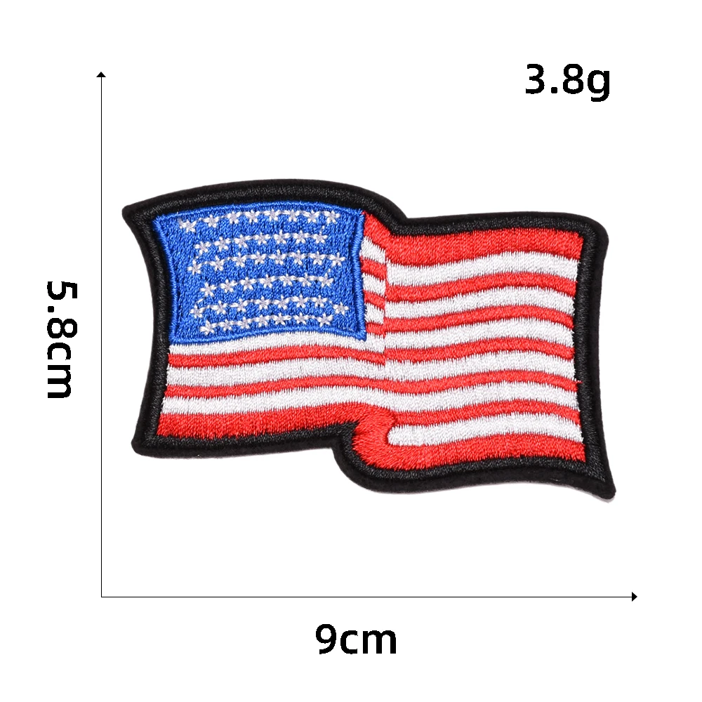 hot sale USA Independence Day theme flag heart paw iron on embroidered patches for clothes