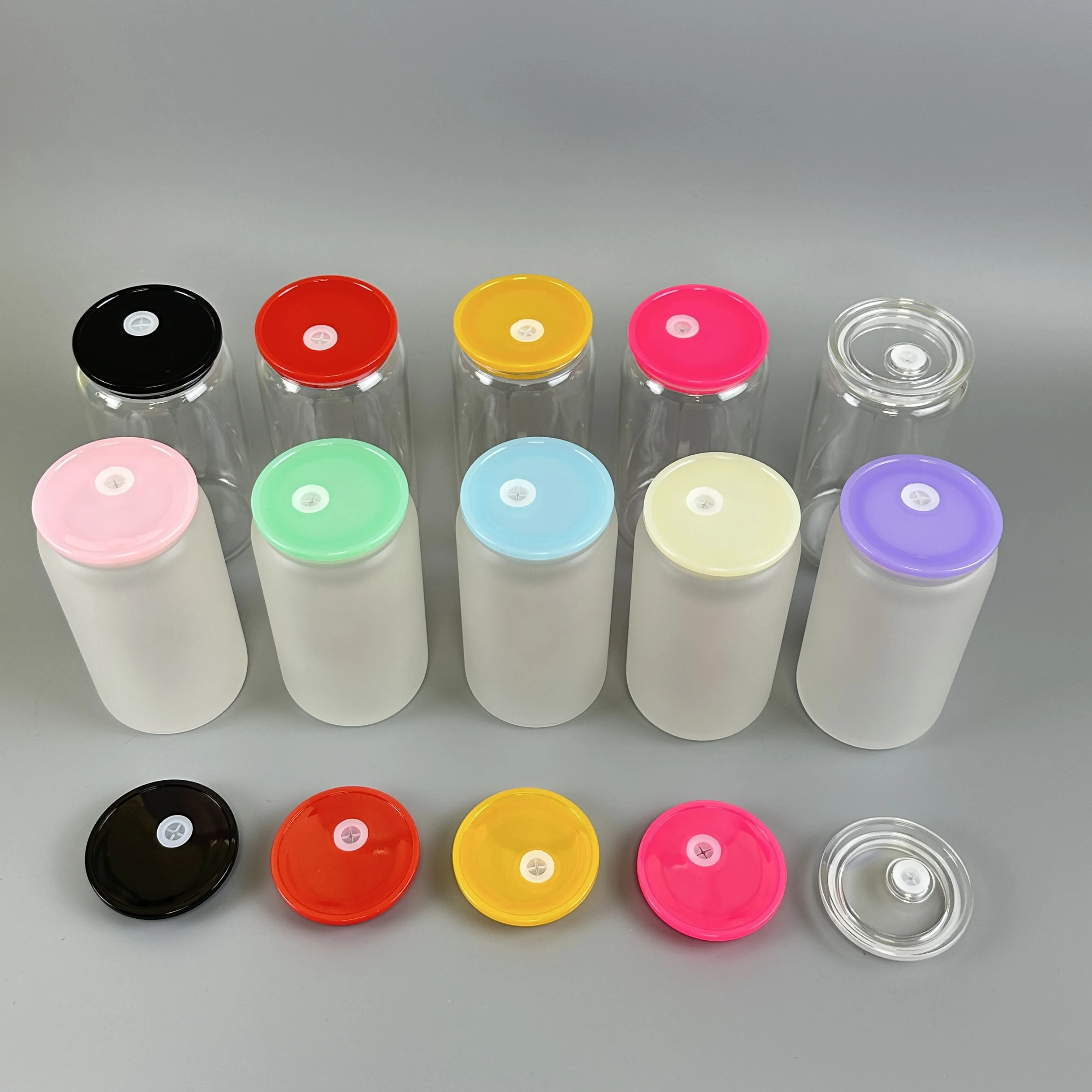 US warehouse ready to ship reusable colored plastic lid leak-proof replacement cover PP acrylic lid for 16oz 20oz beer can glass