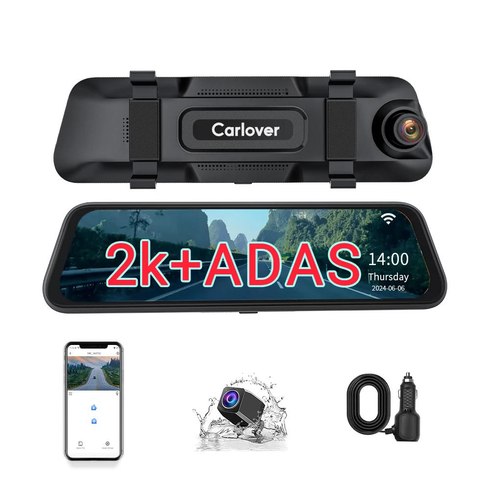 car black box dash cam 2k car mirrors with WiFi connectivity rear camera with BSD blind spot monitoring reminder