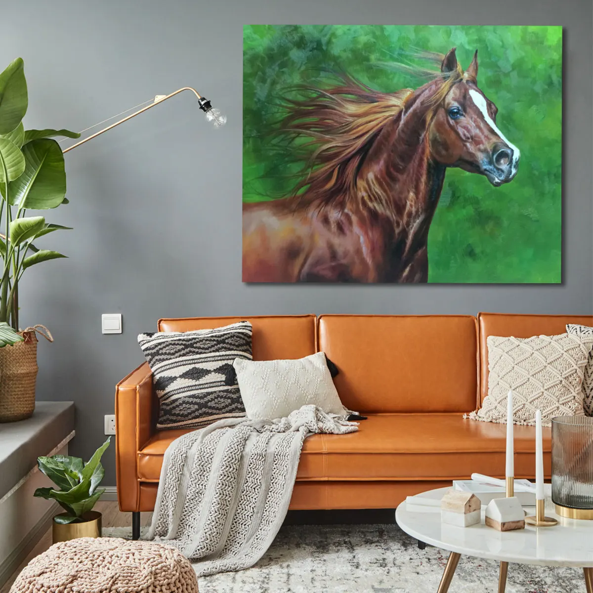 Original Art Factory Wholesale 100% Hand-Painted Modern Art Beautiful Running Horses Oil Painting