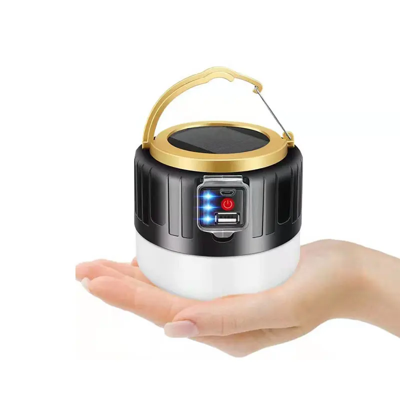 Solar Charging Ball Bulb Camping Lamp with Hook, Mobile Portable Outdoor Emergency Lamp for Night Market