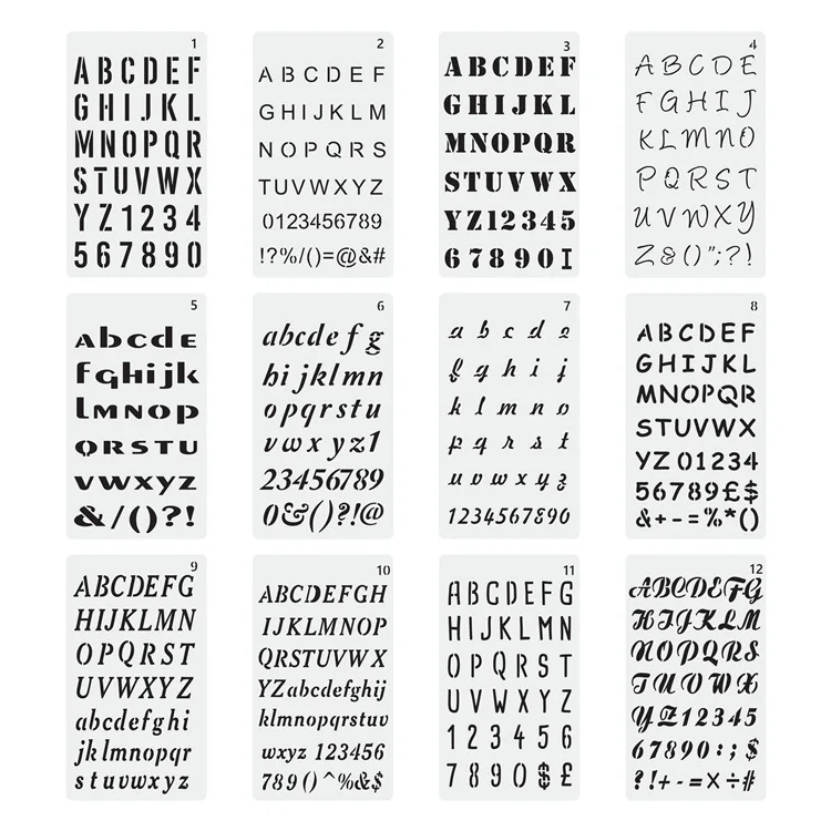 24pcs пластиковых Алфавит Номер Рисование Раскрашивание трафареты весы наборы шаблонов для трафаретов со стрелками планировщик трафарет букв