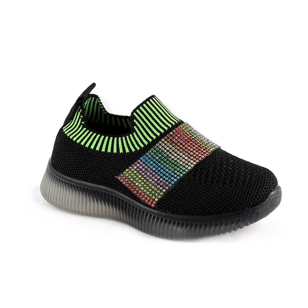 
Black breathable slip on kids runner sport shoes for toddler boys 