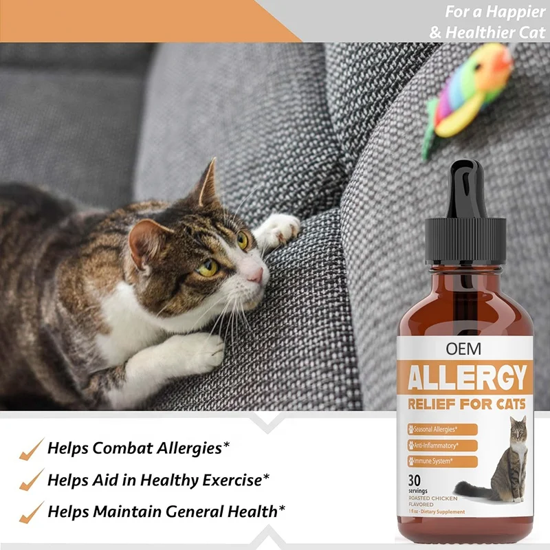 wholesale customization Seasonal Allergy Drops with natural antibiotic for Cats Health Allergy Relief liquid