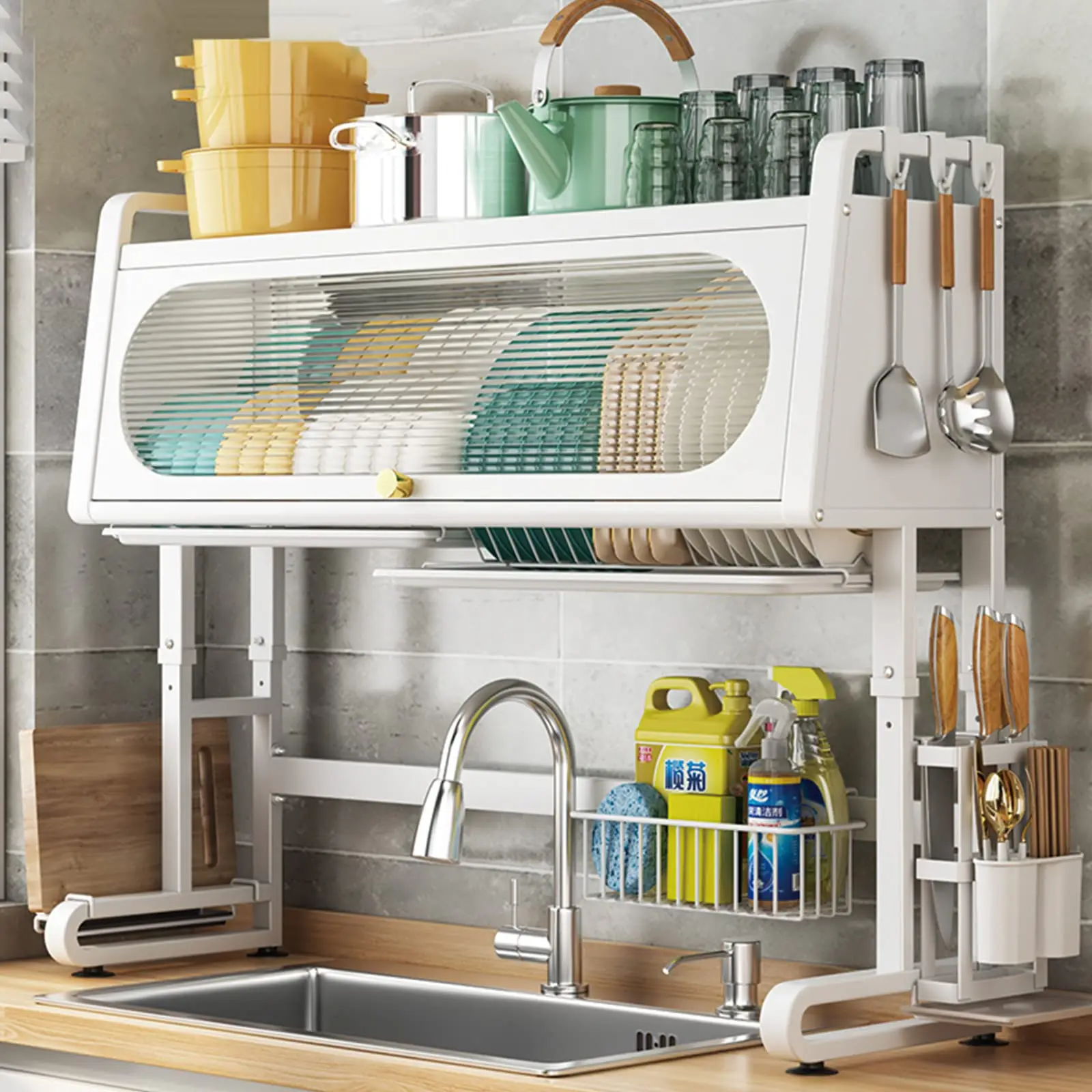 steel dish drying rack kitchen storage over restaurant drainer with cover dishes adjustable for counter dryer