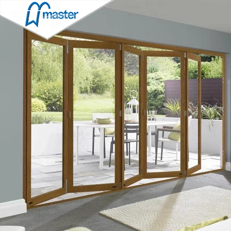 2023 Manufacturer New Design Aluminum Flashing Accordion Double Tempered Glass Folding Doors For Exterior