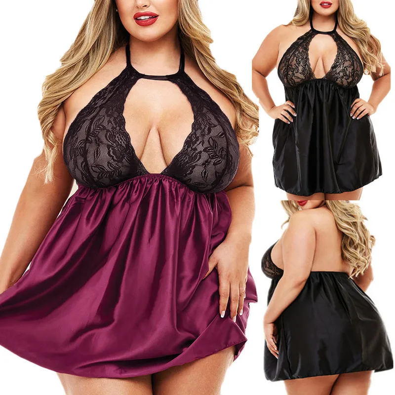 3XL 4XL 5XL кружевная ночная сорочка атласная Женская пижама большого размера для полных женщин