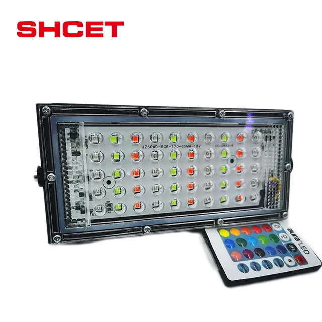 outdoor led flood light IP65 50w 100w 150W 200w 300W waterproof IP65 RGB With Remote Control Reflector spotlight AC 110v 220v