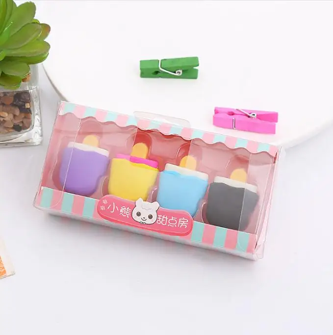 CHXN   Customized boxed eraser creative cartoon gift box eraser student holiday prize gift hamburger dessert eraser