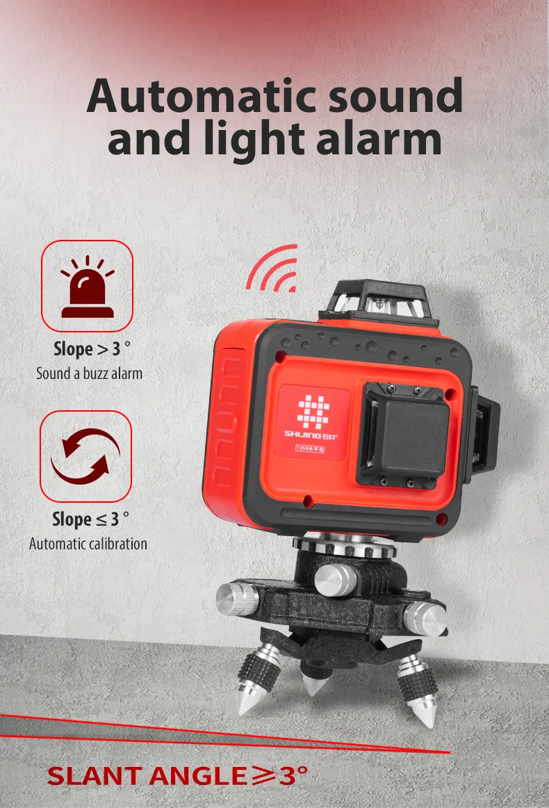 SHIJING 7359 3D 12 lines lasers green beam 360 laser level with remote controller Horizontal & Vertical Cross-Line