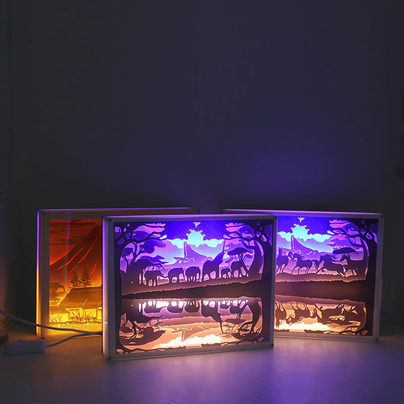 Amazing Paper Cut Light Box 3D Elegant Dioramas Inside Backlit Paper Laser Cut Shadow Boxes
