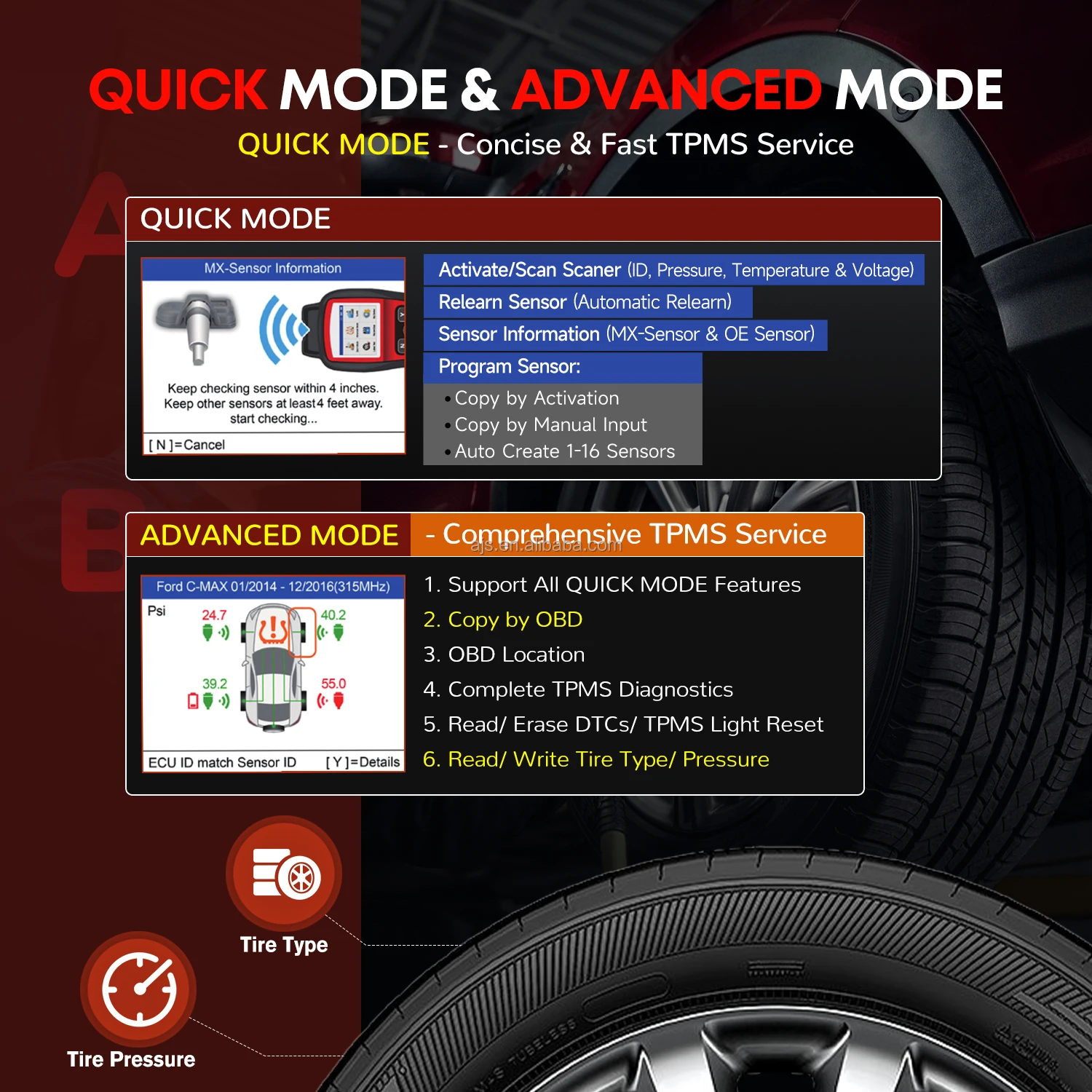 Autel TPMS TS508WF TPMS valve Programming tools Autel scanners Car Tire Pressure Monitoring Truck Tires Tyres TPMS Autel TS508