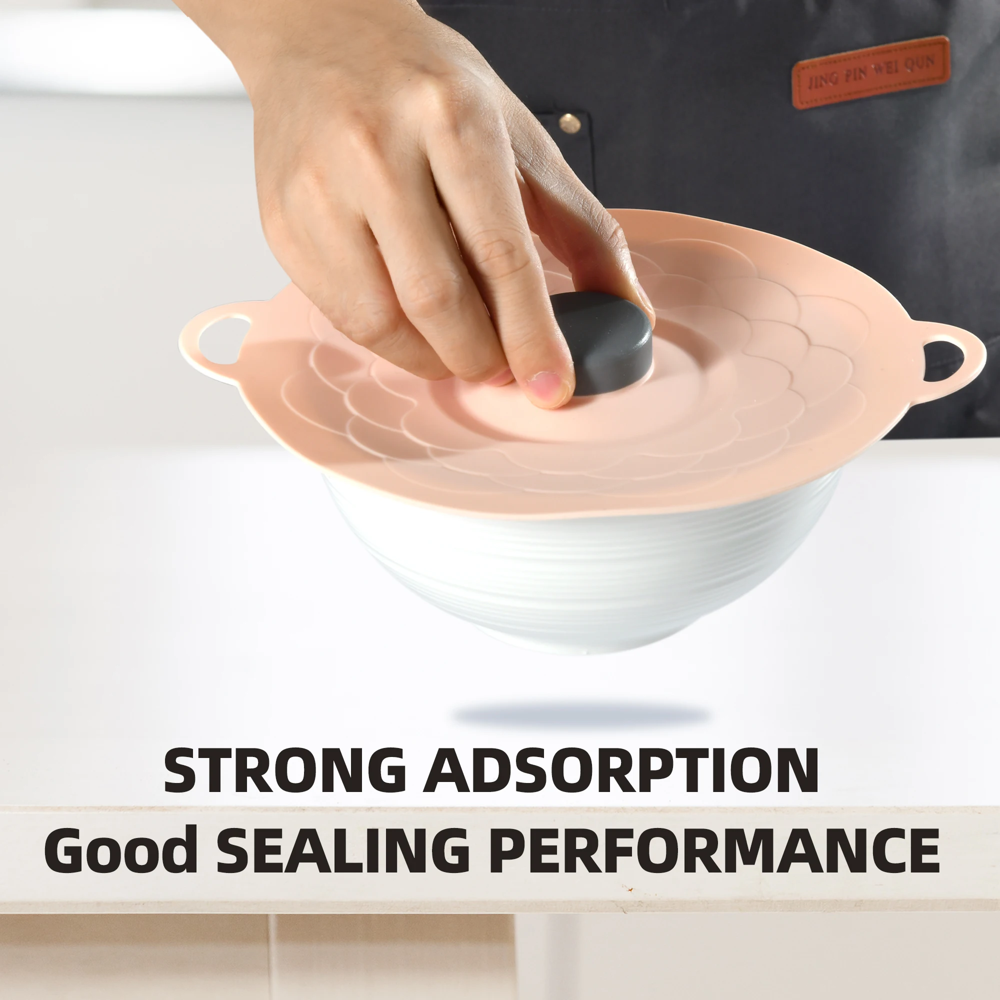 5 Pack Silicone Pod Lid With Holder Universal Fit Container Lids Silicone Lid Set for Bowls Glass Coffee Cup Pan