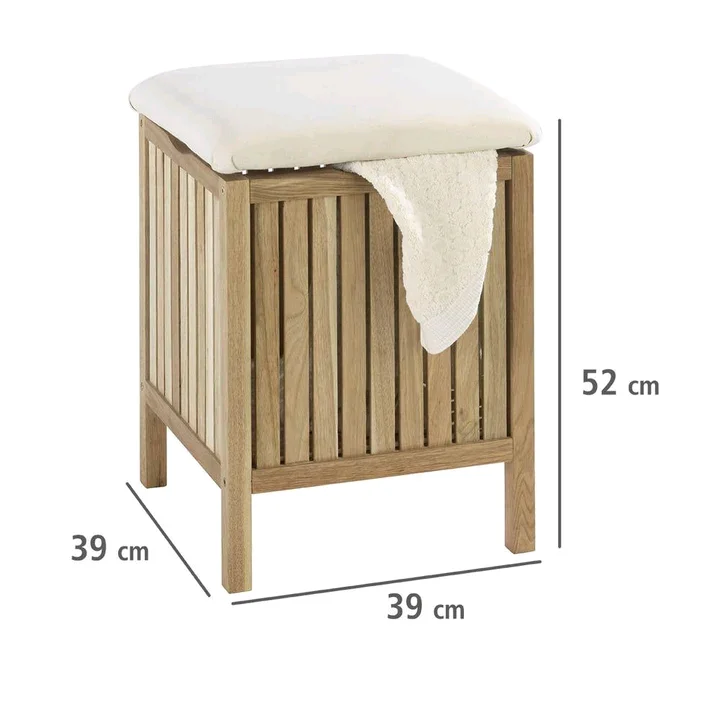 Combohome Wood Laundry Hamper with Lid Bathroom Cabinets in Laundry Basket Bathroom Towel Basket with Seat