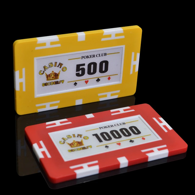 Custom Logo Rectangle 35g Poker Chips Solid Colored Rectangular Ceramic Clay Blank  Casino Chips Set