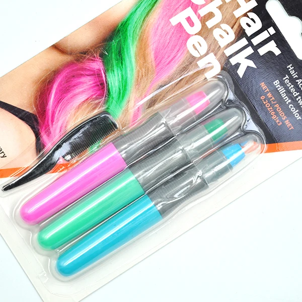 OEM brand high quality jumbo size water based 3 normal colors party use hair chalk for hair coloring cosmetic level