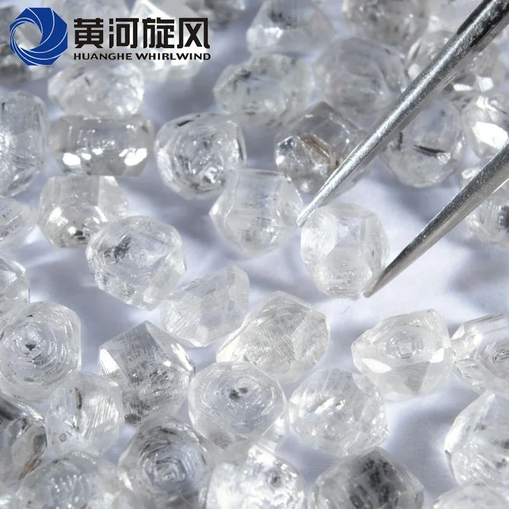 white yellow hpht CVD synthetic diamond uncut rough diamond industry diamond HENAN HUANGHE WHIRLWIND