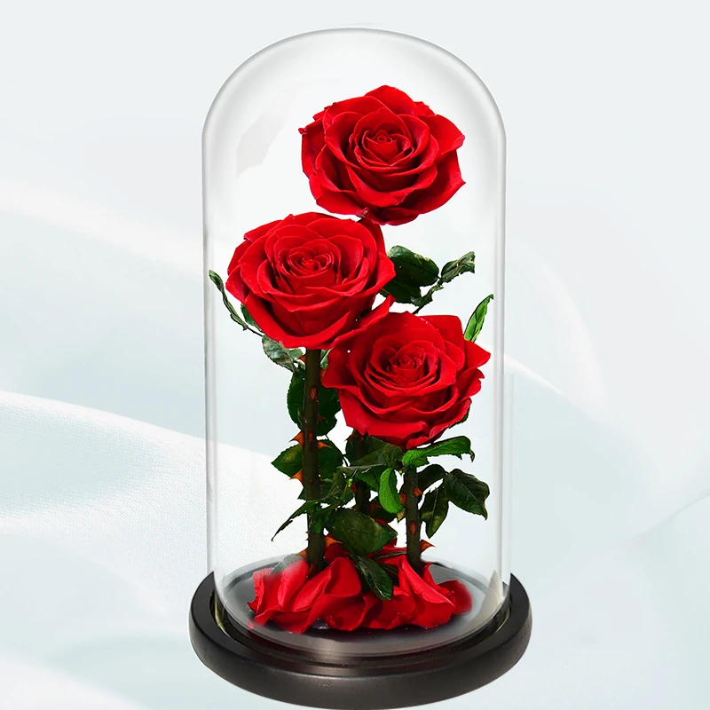 2020 Best Selling New Products Glass Dome Rose Flowers Long Lasting Preserved Roses  For Wedding Gifts