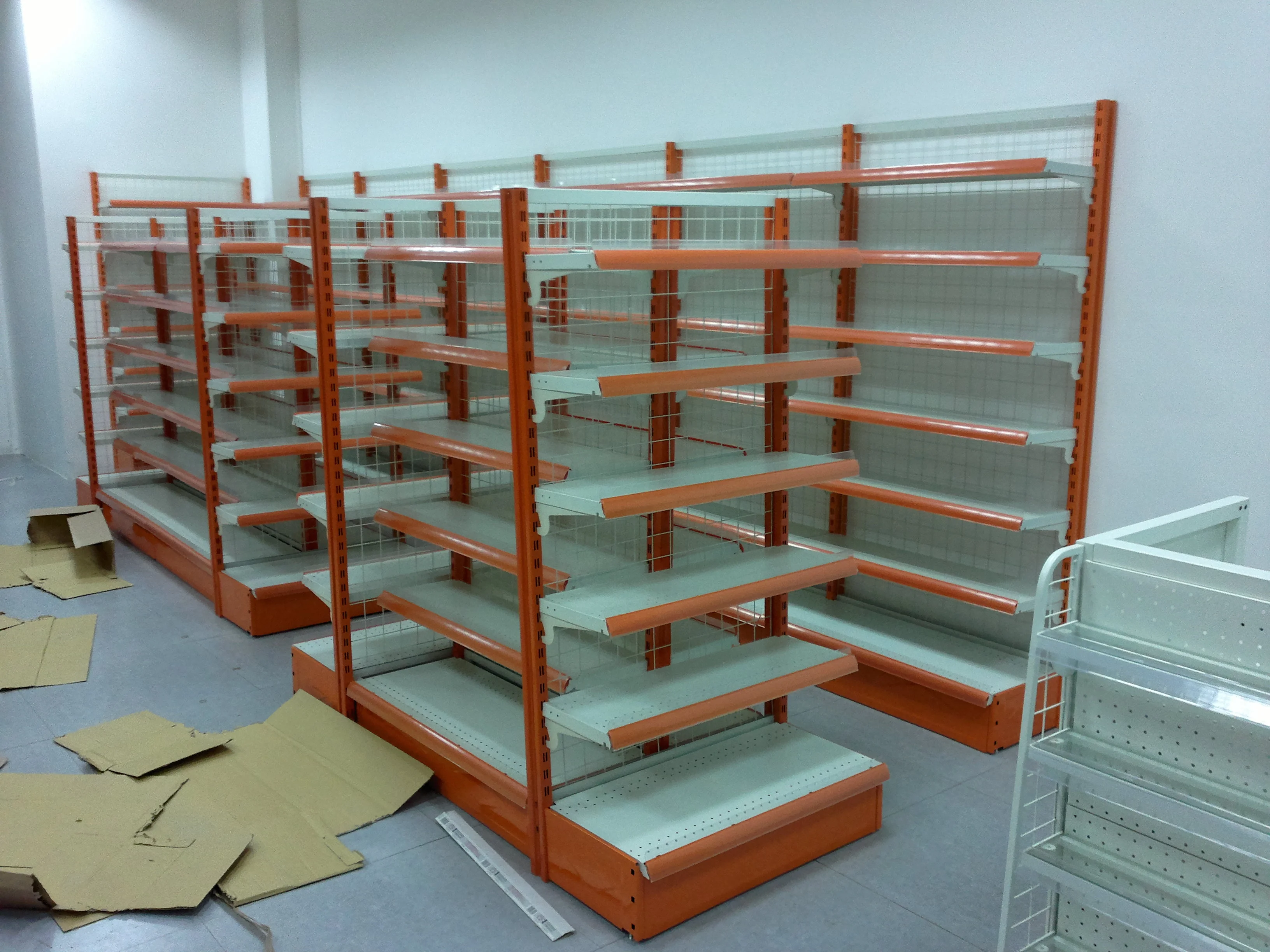 light duty metallic store fixture shop fitting gondola shelving