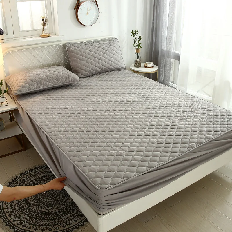 Thick Soft Mattress cover Solid Color Quilted Embossed for Bamboo cotton blend Mattress Protector