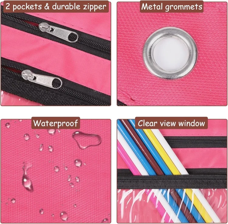 2024 new 3 ring binder zipper pencil pouch with clear window for school class office