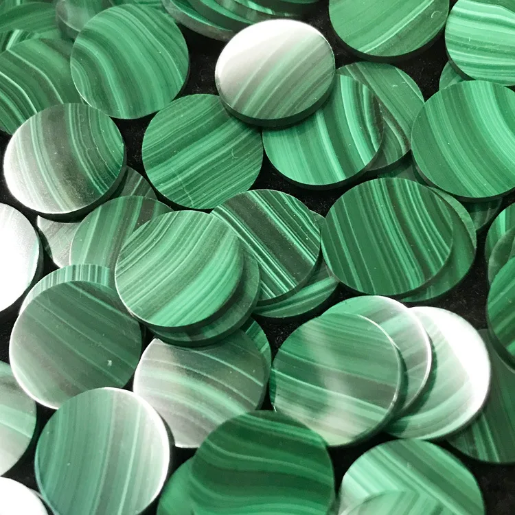 Natural Malachite Round Plate Malachite Loose Gemstone Disc