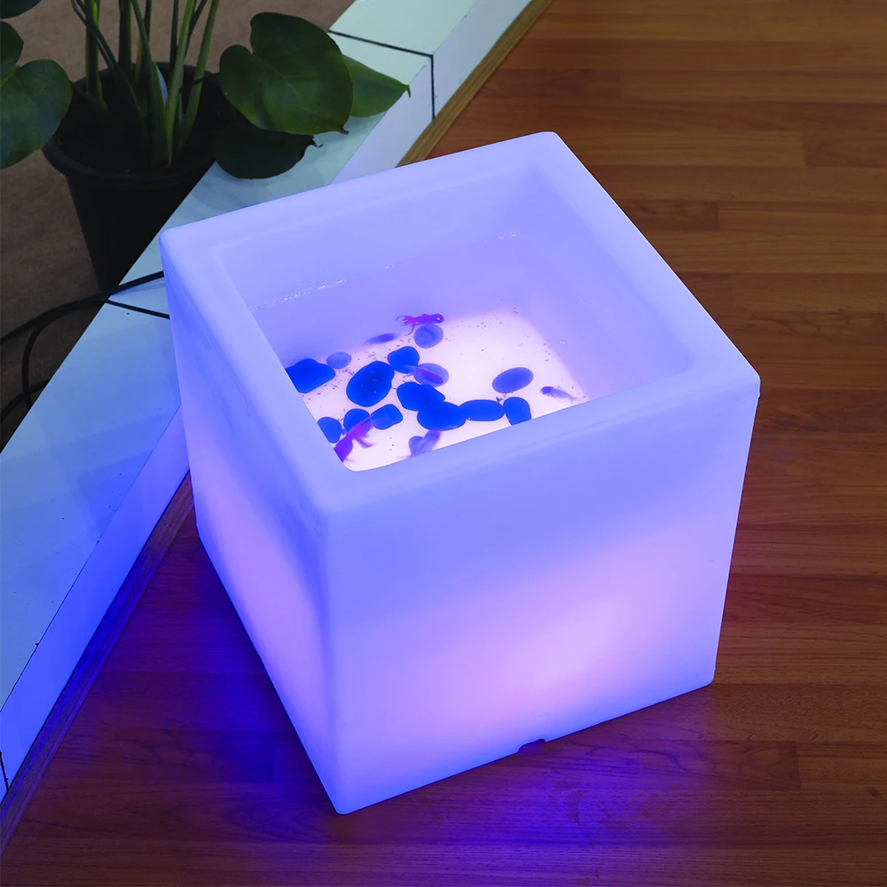 Outdoor Cube Garden Solar Waterproof Led Flowers Pot Lights Lamp with RGB light