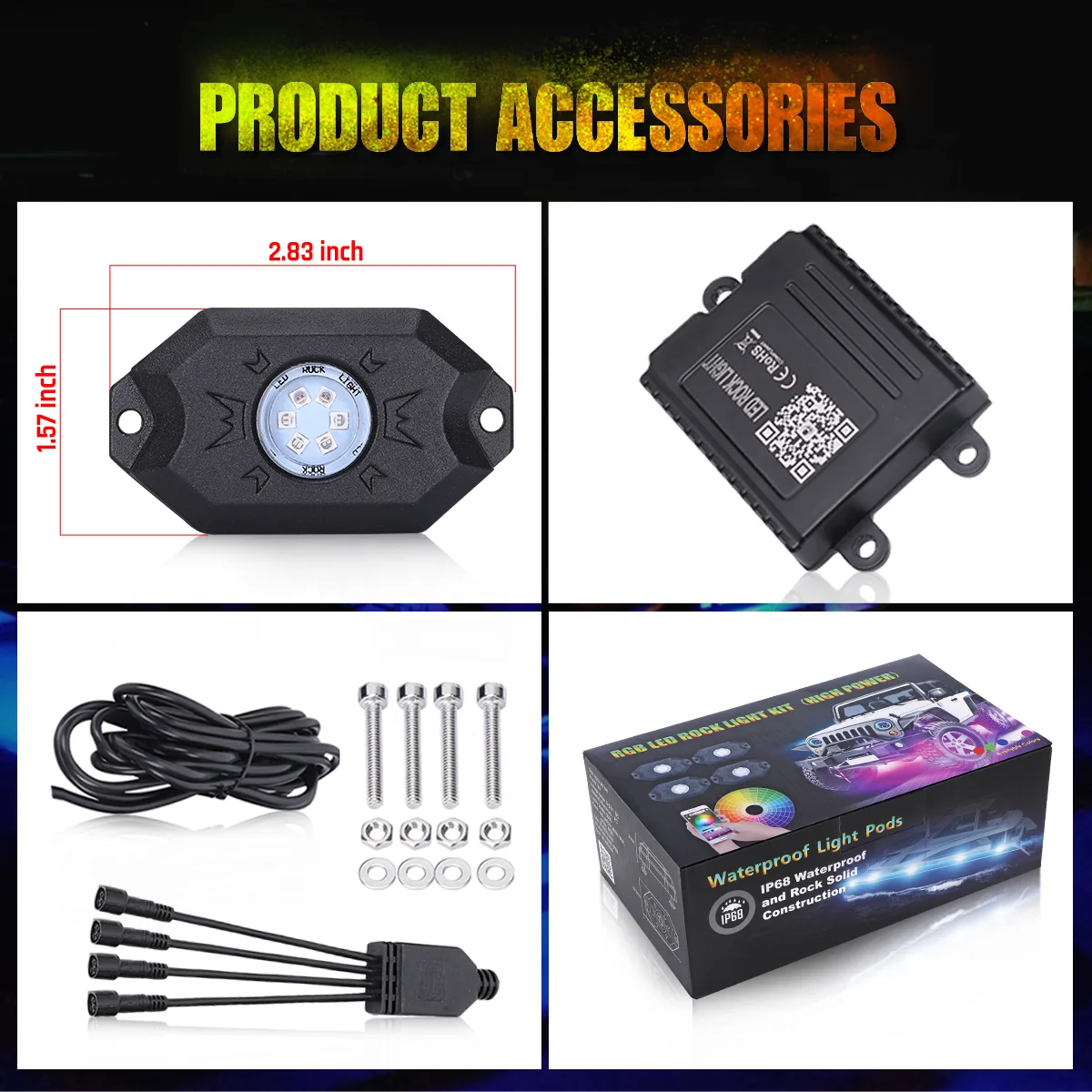 Others Car Light Accessories 4 8 12  Pods Offroad Atv Utv Truck Rocklights Led Flashing Rock Lights Rgb Rgbw Chasing Rock Lights