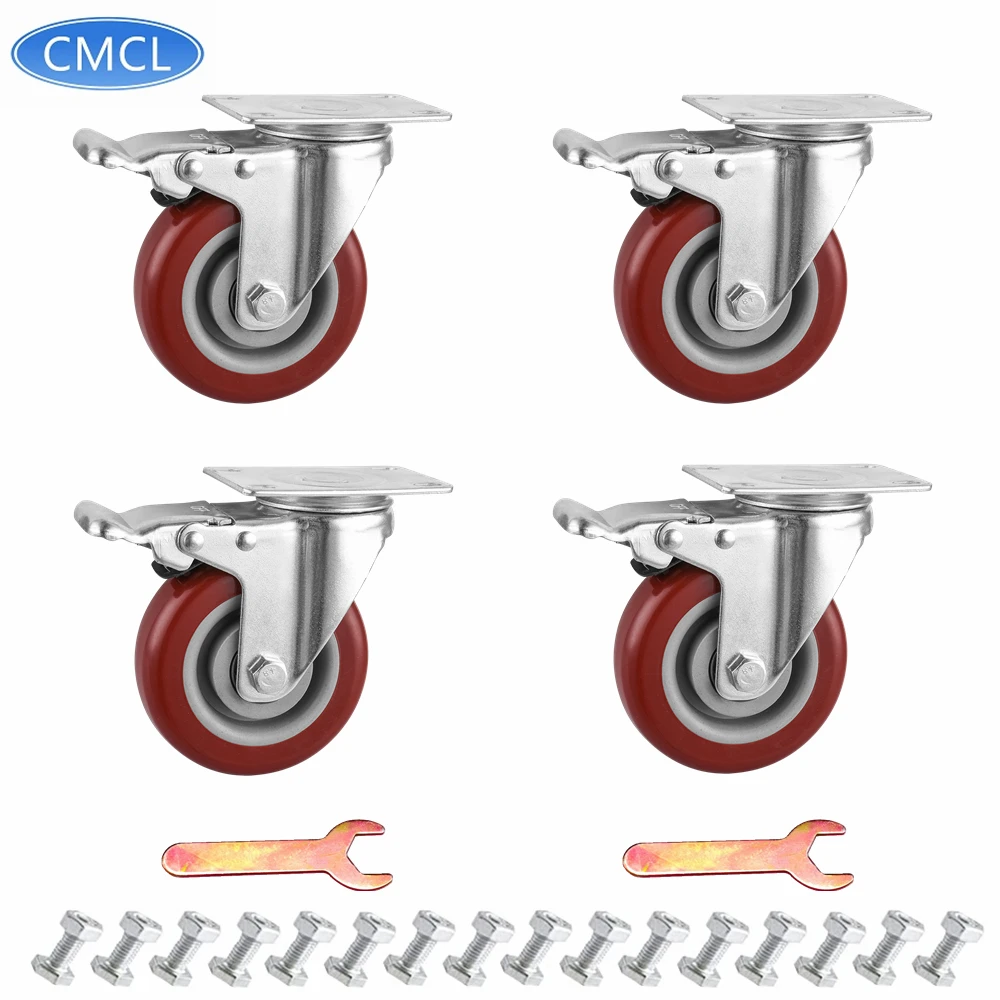 CMCL Swivel Casters for Workbench Cart Lockable Bearing Plate Caster Wheels with Brakes Heavy Duty Casters