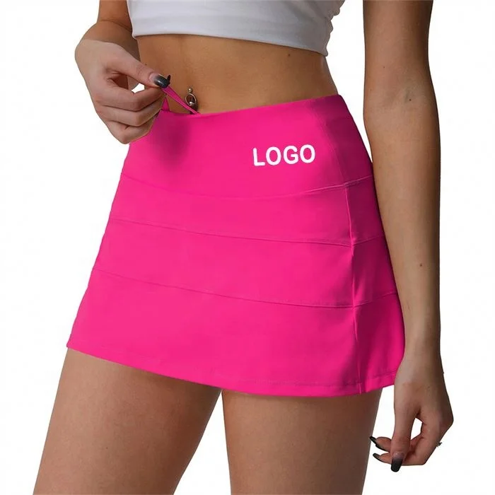 Hot Selling Fitness Shorts Nylon Skorts For Ladies Pink Tennis Skirt
