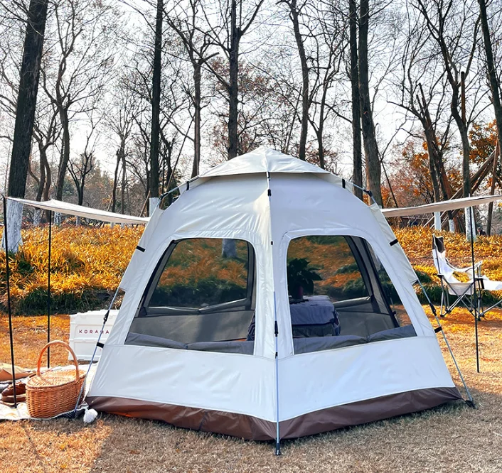 Outdoor Portable Tent Hexagonal Camping Large Capacity 5-8 Person Camping Outing Fully Automatic Tent Fishing Tent