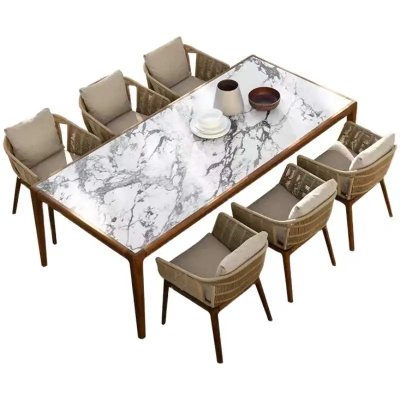 Home furniture metal dining room set marble dinning table set modern dining table with 6 chairs for sale in uk
