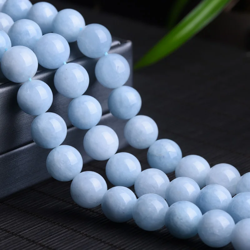 Wholesale Natural Polished Loose Round Matte Faceted Beads Dyed Blue Colour Quartz Aquamarine for Jewelry Making Chakra Bracelet